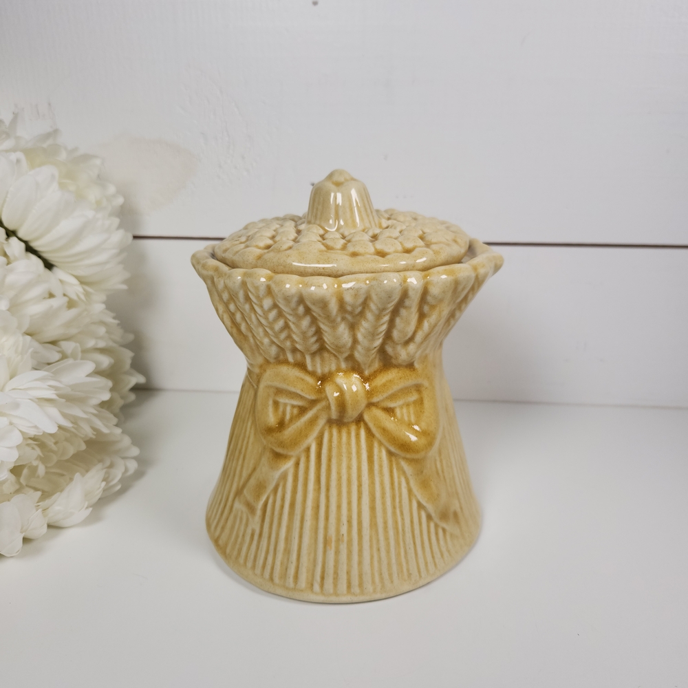 Vintage House of Webster Wheat Stalk Ceramic Cookie Jar Canister- Farmhouse